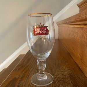 Stella Artois Beer Glass with Gold Rim